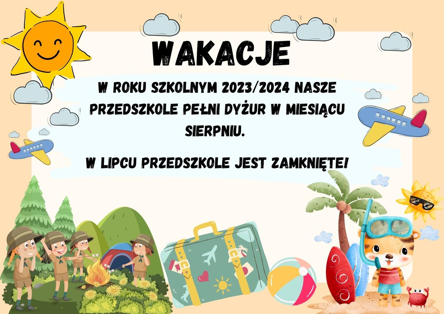 Ogłoszenie - wakacje