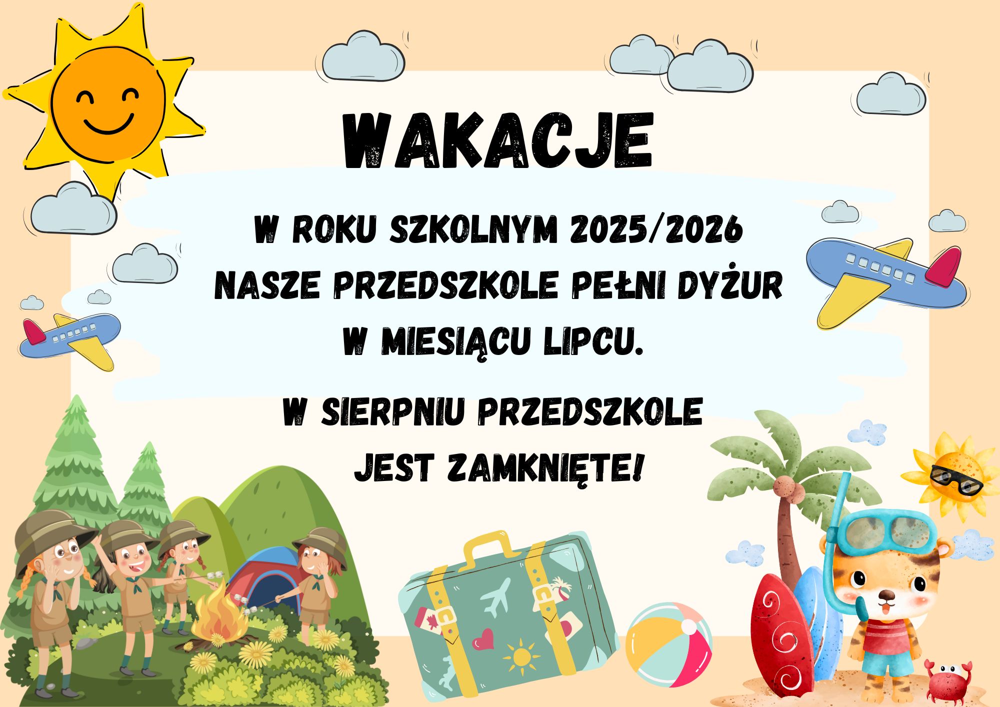 Ogłoszenie dotyczące dyżuru wakacyjnego